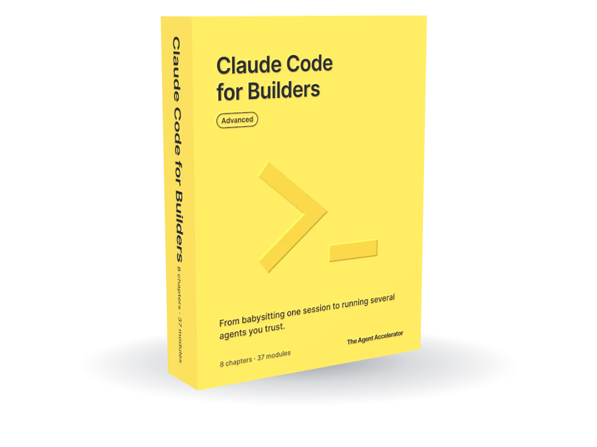The Claude Code for Builders course box: Claude Code for Builders, Advanced, from The Agent Accelerator