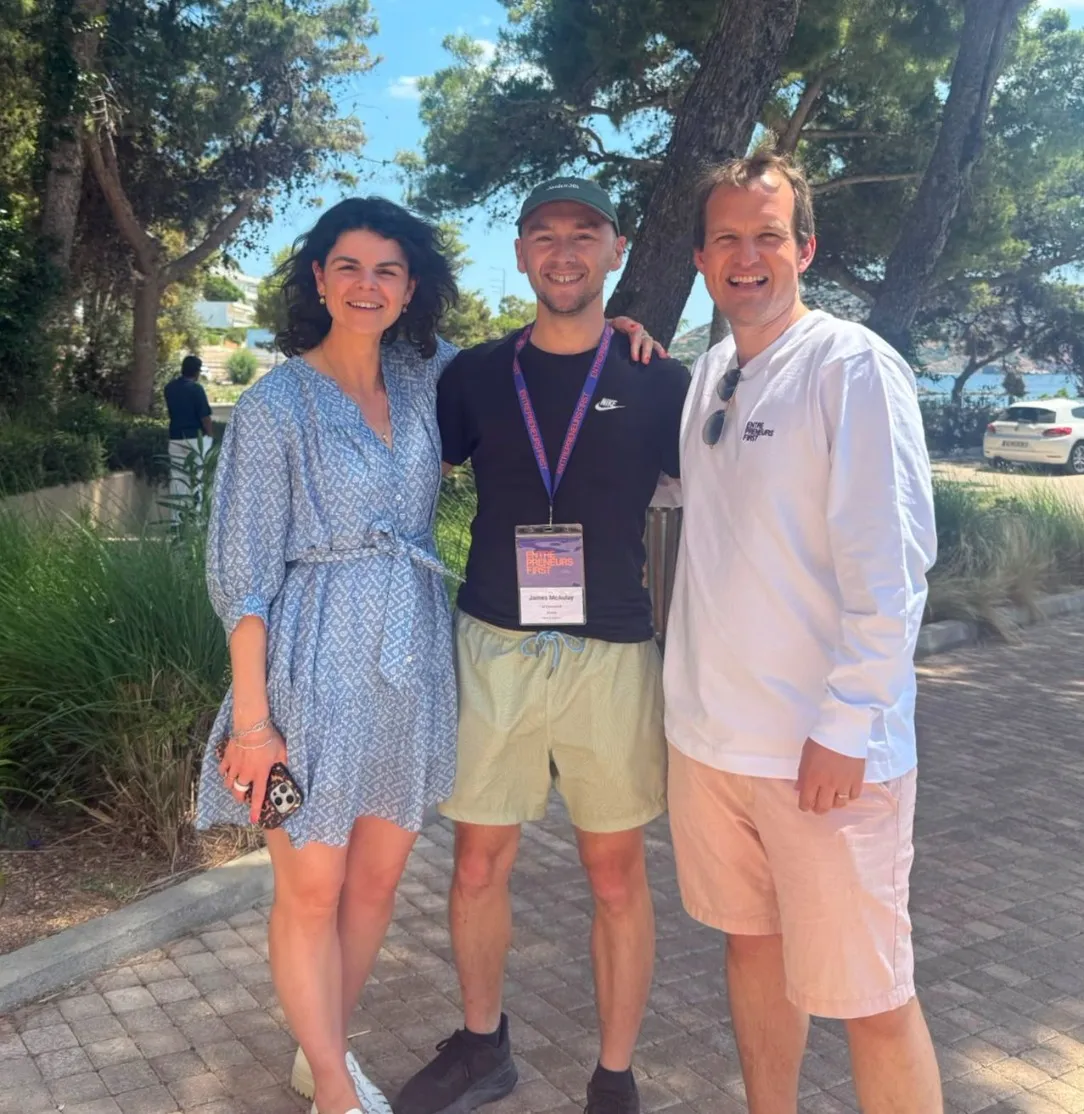 James with Alice Bentinck and Matt Clifford at the EF Global Summit, Athens